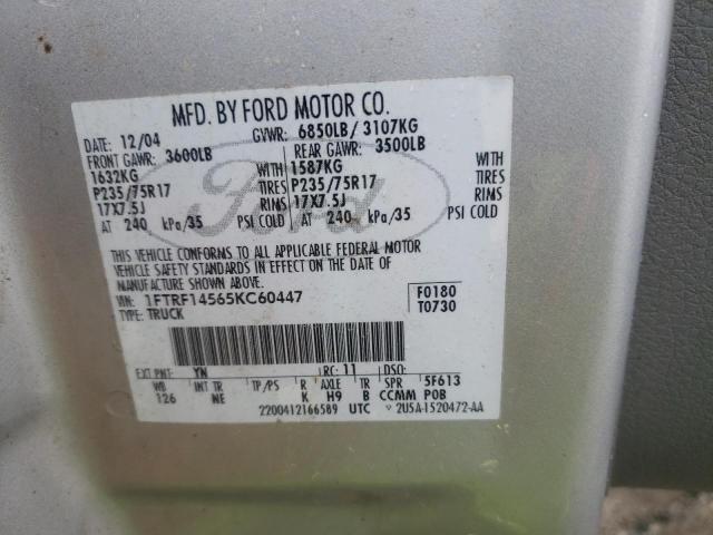Photo 10 from auction – 2005 FORD F-150 with VIN 1FTRF14565KC60447