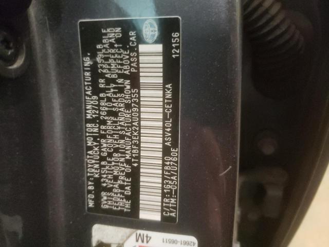 Photo 10 from auction – 2010 TOYOTA CAMRY BASE with VIN 4T1BF3EK2AU097355