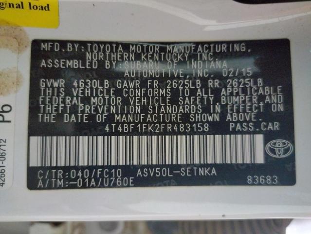 Photo 10 from auction – 2015 TOYOTA CAMRY LE with VIN 4T4BF1FK2FR483158