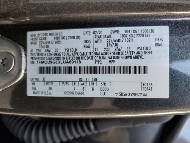 Photo 10 from auction – 2020 FORD ESCAPE with VIN 1FMCU9G63LUA89118