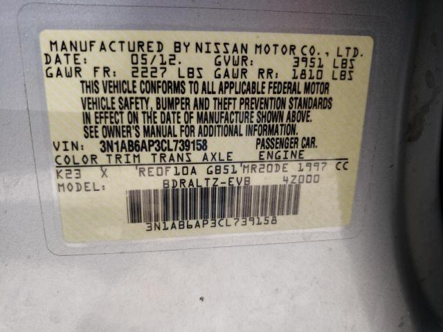 Photo 10 from auction – 2012 NISSAN SENTRA with VIN 3N1AB6AP3CL739158