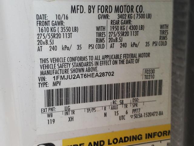 Photo 10 from auction – 2017 FORD EXPEDITION with VIN 1FMJU2AT6HEA28702