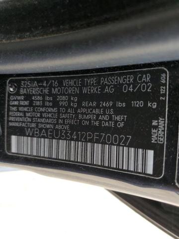 Photo 10 from auction – 2002 BMW 325 XI with VIN WBAEU33412PF70027