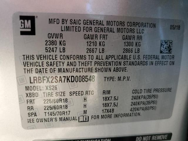 Photo 10 from auction – 2019 BUICK ENVISION E with VIN LRBFX2SA7KD008548