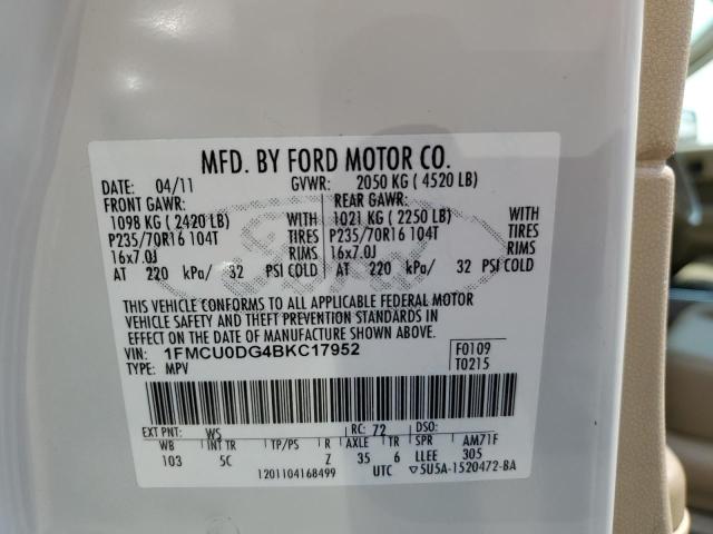 Photo 10 from auction – 2011 FORD ESCAPE XLT with VIN 1FMCU0DG4BKC17952