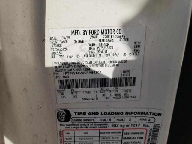 Photo 10 from auction – 2009 FORD F150 SUPER with VIN 1FTPW14VX9FA89207