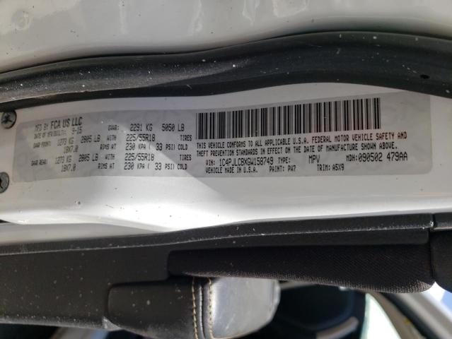Photo 10 from auction – 2016 JEEP CHEROKEE L with VIN 1C4PJLCBXGW158749