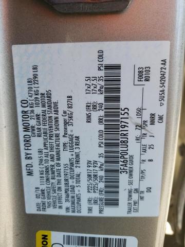 Photo 10 from auction – 2018 FORD FUSION SE with VIN 3FA6P0LU8JR197155