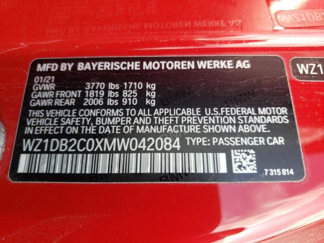 Photo 10 from auction – 2021 TOYOTA SUPRA with VIN WZ1DB2C0XMW042084