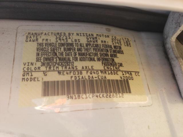 Zdjęcie 10 z aukcji – 2012 NISSAN VERSA S z VIN 3N1BC1CP4CK228212