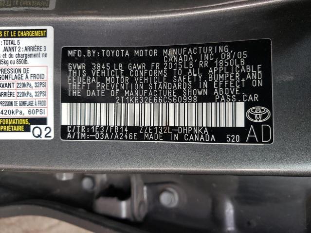 Photo 10 from auction – 2006 TOYOTA COROLLA MA with VIN 2T1KR32E66C560998
