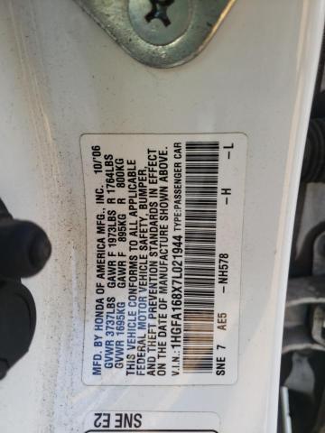 Photo 10 from auction – 2007 HONDA CIVIC with VIN 1HGFA168X7L021944