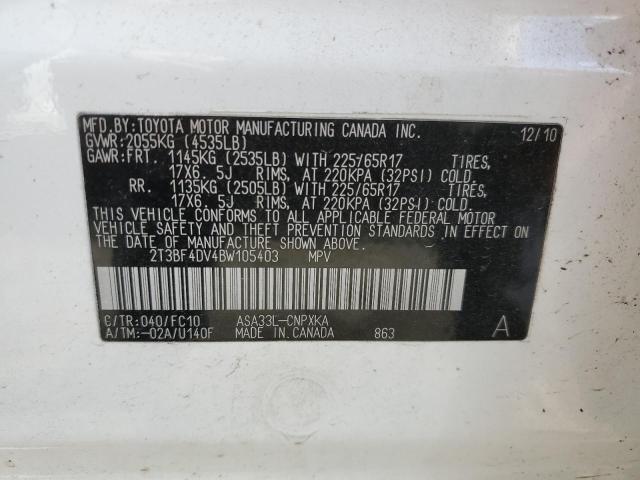 Photo 10 from auction – 2011 TOYOTA RAV4 with VIN 2T3BF4DV4BW105403