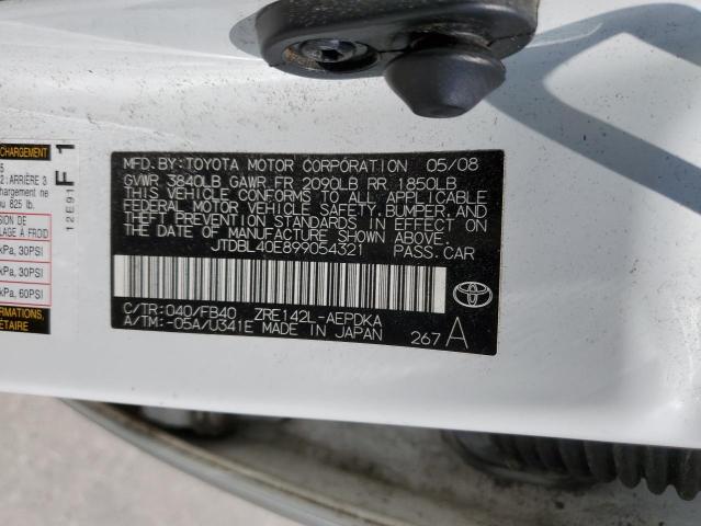 Photo 10 from auction – 2009 TOYOTA COROLLA BA with VIN JTDBL40E899054321