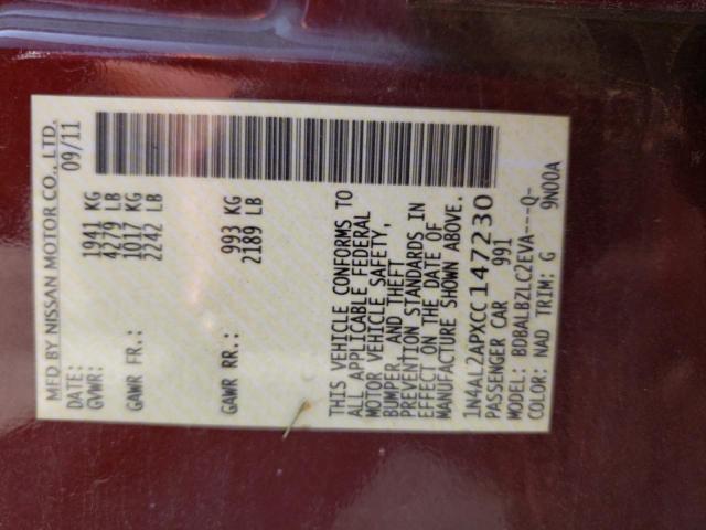 Photo 10 from auction – 2012 NISSAN ALTIMA BAS with VIN 1N4AL2APXCC147230