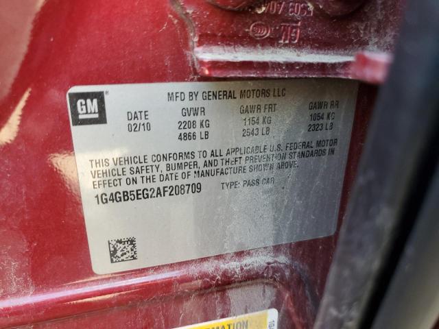 Photo 10 from auction – 2010 BUICK LACROSSE C with VIN 1G4GB5EG2AF208709