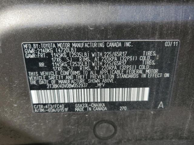 Photo 10 from auction – 2011 TOYOTA RAV4 with VIN 2T3BK4DV0BW052937