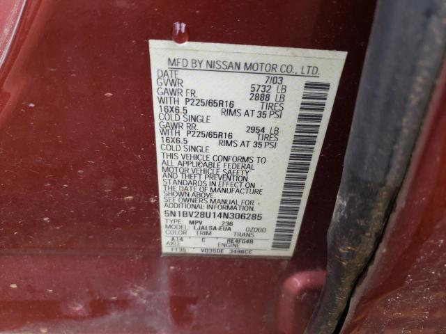 Photo 10 from auction – 2004 NISSAN QUEST S with VIN 5N1BV28U14N306285