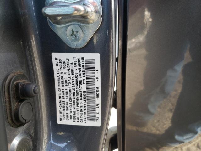 Photo 10 from auction – 2012 HONDA CIVIC LX with VIN 19XFB2F51CE336769