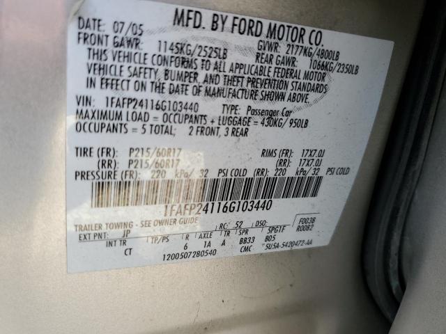 Photo 10 from auction – 2006 FORD FIVE HUNDR with VIN 1FAFP24116G103440