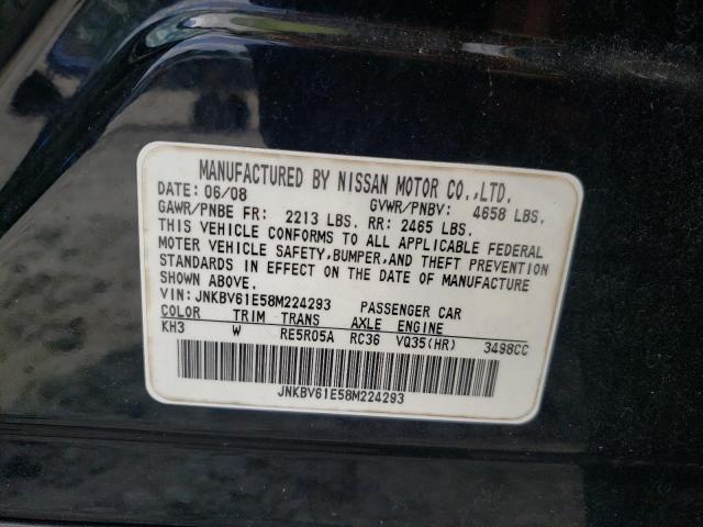 Photo 10 from auction – 2008 INFINITI G35 with VIN JNKBV61E58M224293