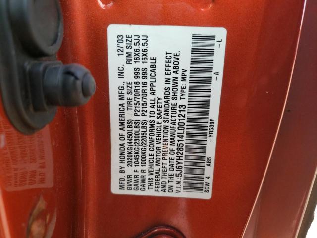Photo 10 from auction – 2004 HONDA ELEMENT EX with VIN 5J6YH28514L001213