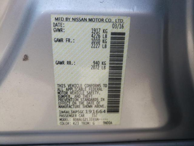 Photo 10 from auction – 2016 NISSAN ALTIMA 2.5 with VIN 1N4AL3AP5GC191664