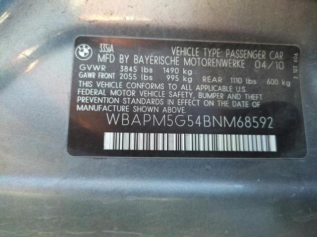 Photo 10 from auction – 2011 BMW 335 I with VIN WBAPM5G54BNM68592