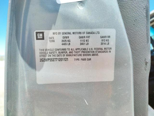 Photo 10 from auction – 2007 PONTIAC GRAND PRIX with VIN 2G2WP552771201121