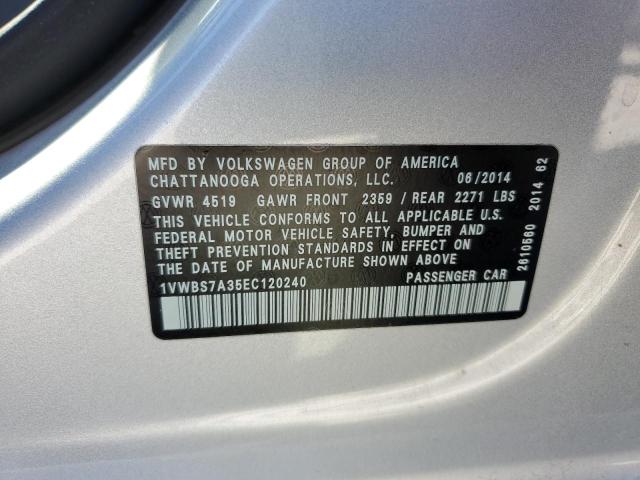Photo 10 from auction – 2014 VOLKSWAGEN PASSAT SE with VIN 1VWBS7A35EC120240