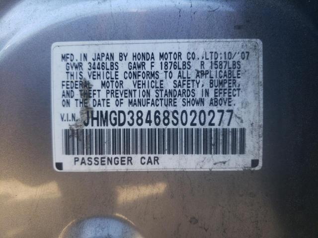 Photo 10 from auction – 2008 HONDA FIT with VIN JHMGD38468S020277