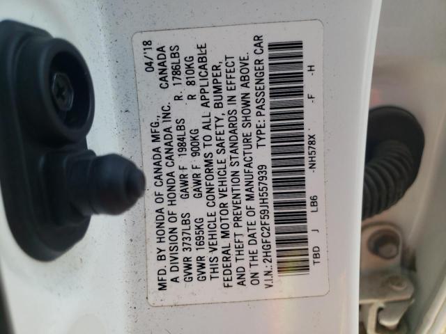 Photo 10 from auction – 2018 HONDA CIVIC LX with VIN 2HGFC2F59JH557939