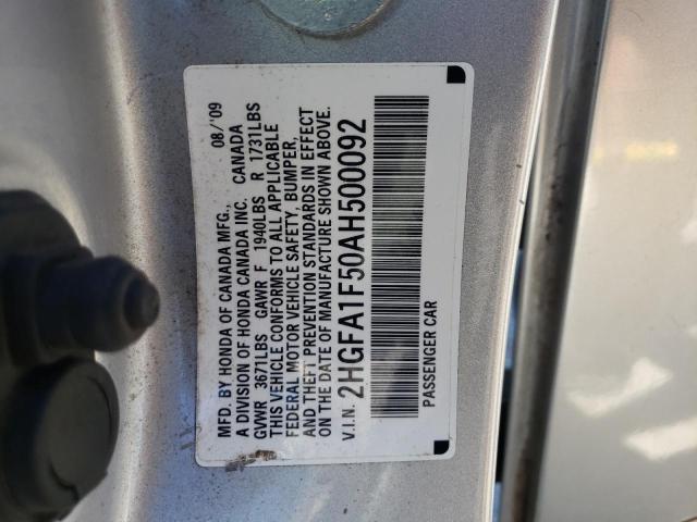 Photo 10 from auction – 2010 HONDA CIVIC LX with VIN 2HGFA1F50AH500092
