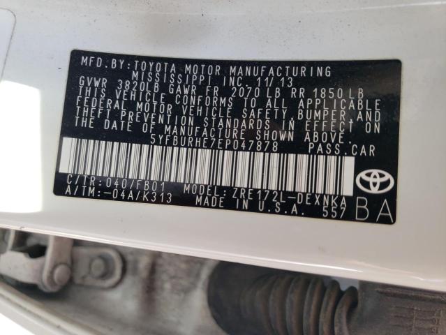 Photo 10 from auction – 2014 TOYOTA COROLLA L with VIN 5YFBURHE7EP047878