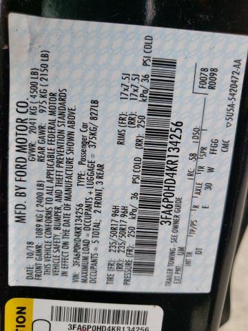 Photo 10 from auction – 2019 FORD FUSION SE with VIN 3FA6P0HD4KR134256