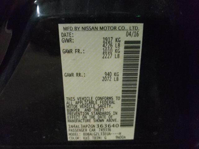 Photo 10 from auction – 2016 NISSAN ALTIMA 2.5 with VIN 1N4AL3AP2GN363640