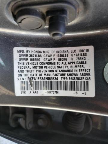 Photo 10 from auction – 2010 HONDA CIVIC VP with VIN 19XFA1F38AE069834