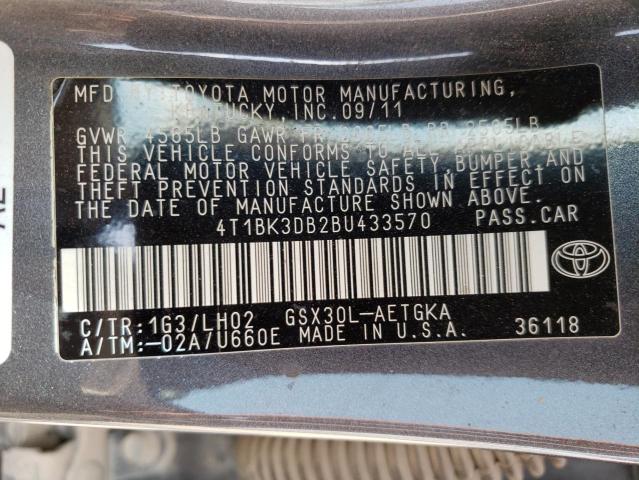 Photo 10 from auction – 2011 TOYOTA AVALON BAS with VIN 4T1BK3DB2BU433570