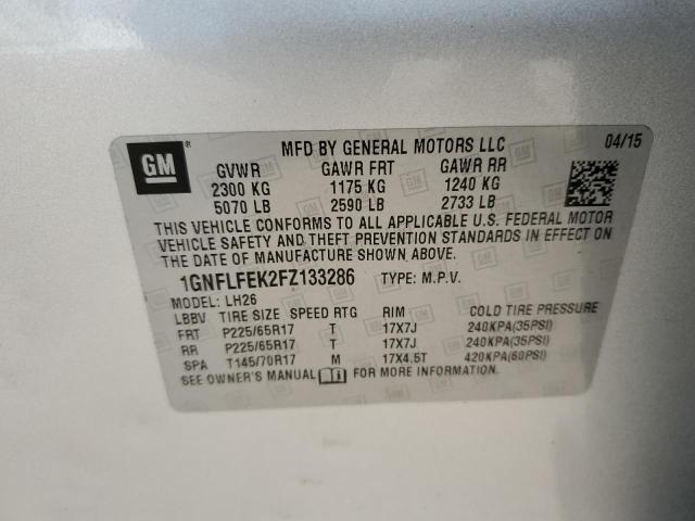 Photo 10 from auction – 2015 CHEVROLET EQUINOX LT with VIN 1GNFLFEK2FZ133286