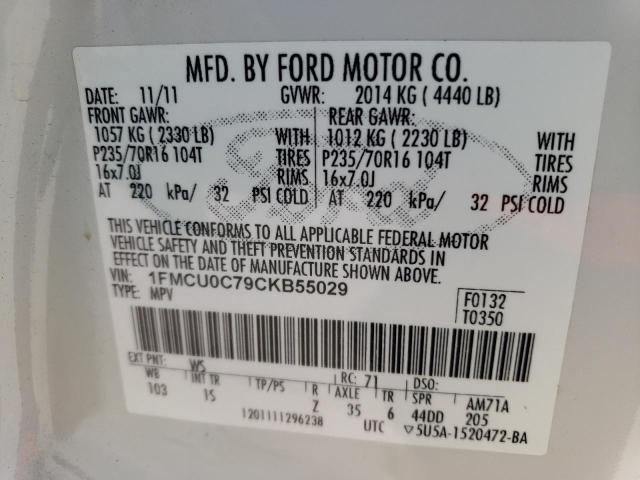 Photo 10 from auction – 2012 FORD ESCAPE XLS with VIN 1FMCU0C79CKB55029