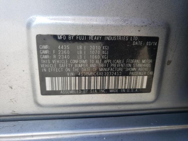 Photo 10 from auction – 2014 SUBARU LEGACY 2.5 with VIN 4S3BMBC6XE3032453