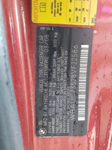 Photo 10 from auction – 2008 BMW 135 I with VIN WBAUC73528VF22586