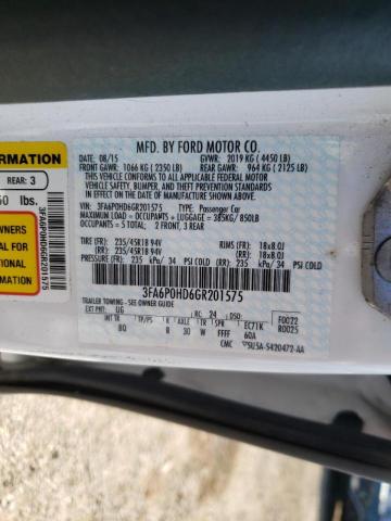 Photo 10 from auction – 2016 FORD FUSION SE with VIN 3FA6P0HD6GR201575