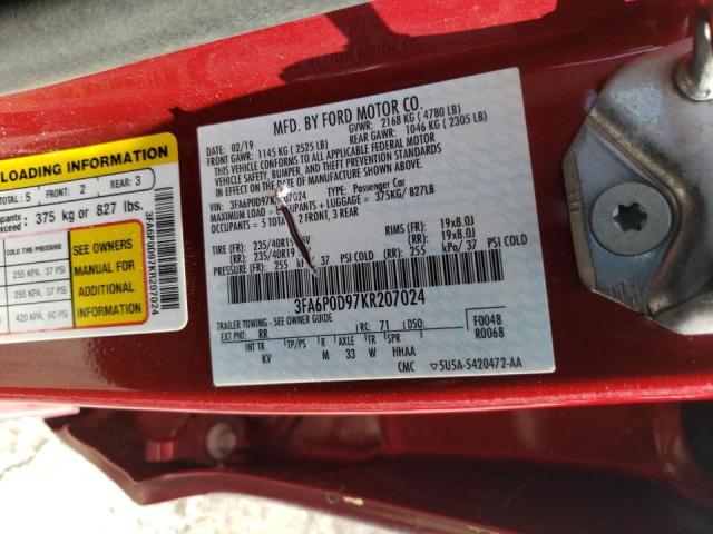 Photo 10 from auction – 2019 FORD FUSION TIT with VIN 3FA6P0D97KR207024