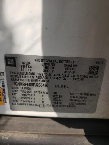 Photo 10 from auction – 2015 CHEVROLET TRAVERSE L with VIN 1GNKRFED9FJ263496