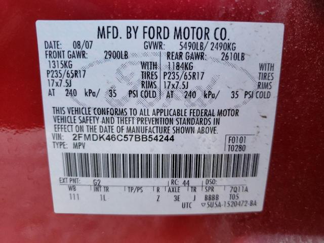 Photo 10 from auction – 2007 FORD EDGE SE with VIN 2FMDK46C57BB54244