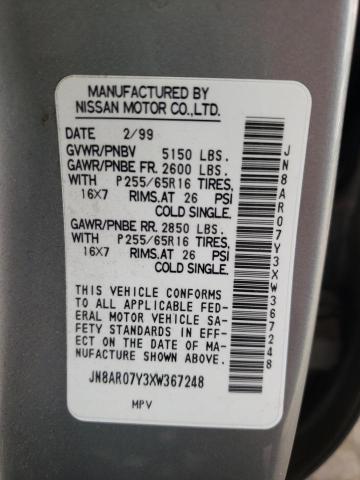 Photo 10 from auction – 1999 NISSAN PATHFINDER with VIN JN8AR07Y3XW367248