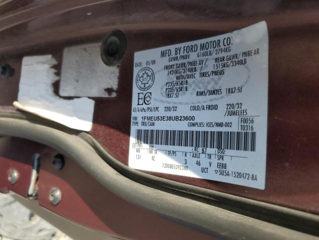 Photo 10 from auction – 2008 FORD EXPLORER S with VIN 1FMEU53E38UB23600
