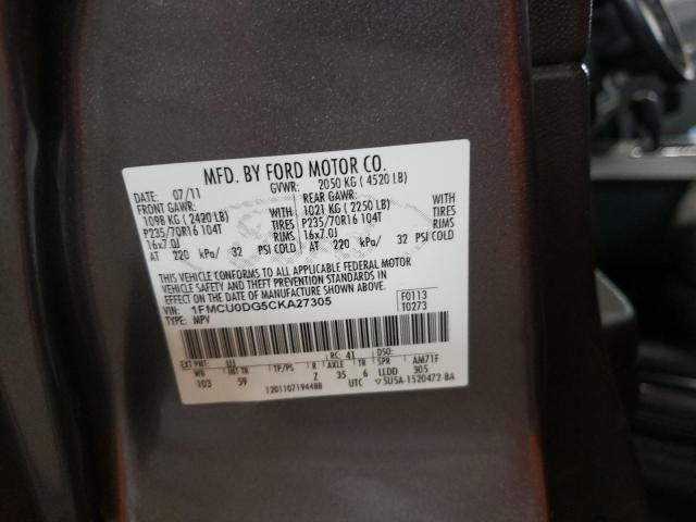 Photo 10 from auction – 2012 FORD ESCAPE XLT with VIN 1FMCU0DG5CKA27305