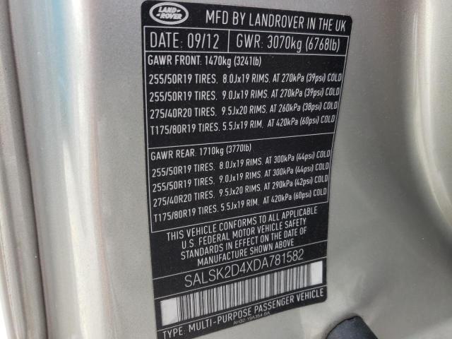 Photo 10 from auction – 2013 LAND ROVER RANGE ROVE with VIN SALSK2D4XDA781582